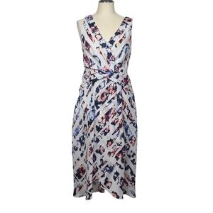 White House Black Market V Neck Sleeveless Floral Striped Dress 4